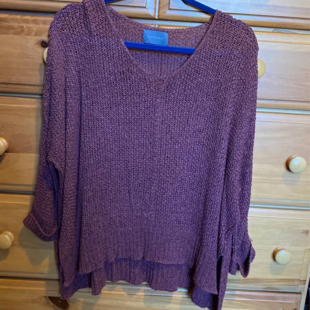 4/25$ Hudson Grey Knit Sweater OSFM 3/4